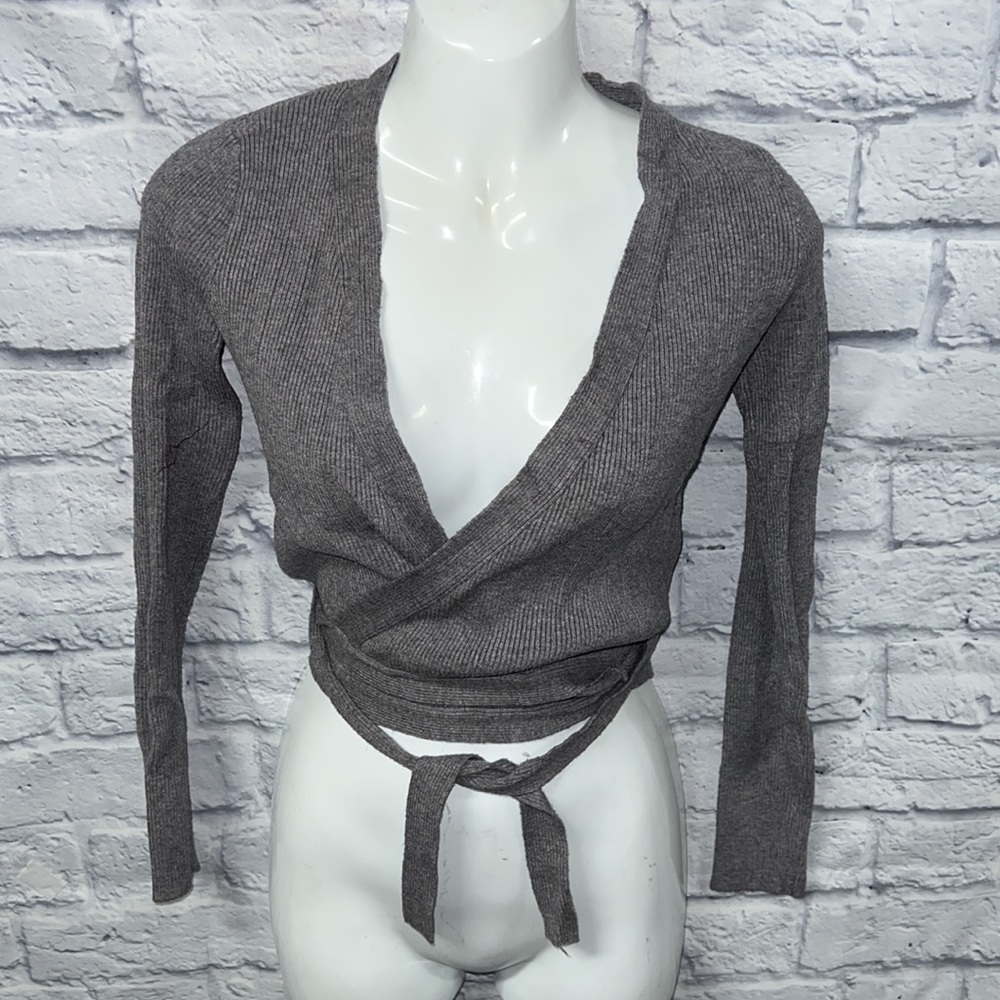 capezio knitwear Ribbed Knit Wrap Sweater size small